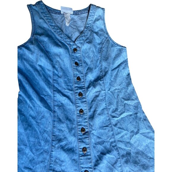 Vintage Vest Dress Denim Jean Button Down Slim-Fit Size - Picture 3 of 7